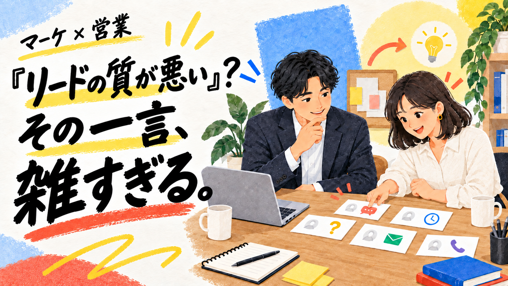 『リードの質が悪い』?その一言、雑すぎる。手書き文字と問い合わせを見直すマーケティング・営業のイラスト